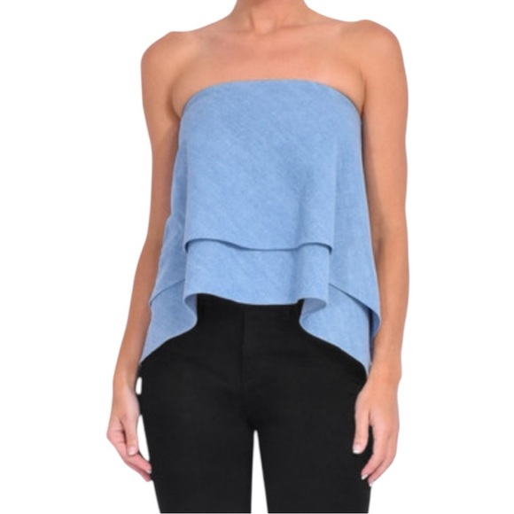 RtA Eliana Blue Denim Strapless Layered Top Size 4 Reg. $395 - Picture 4 of 12